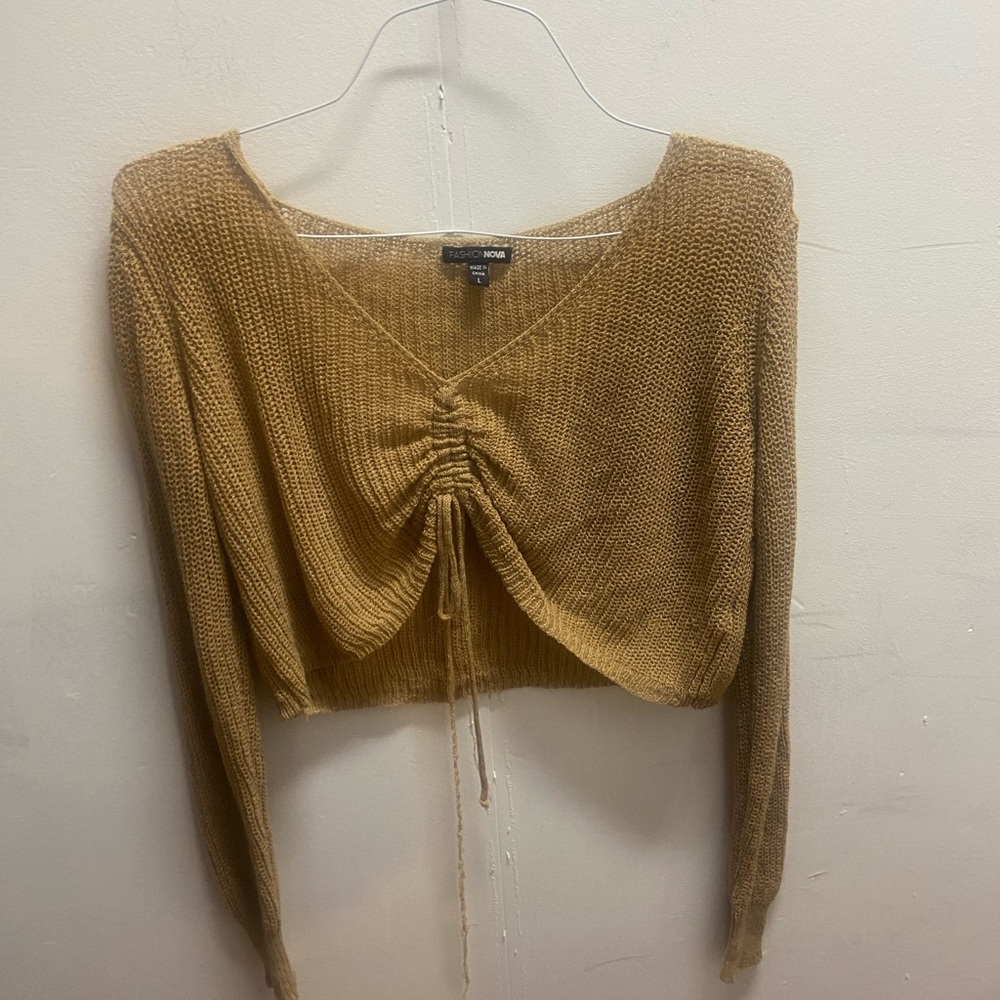 Fashion Nova Knit Sweater in Warm Tan